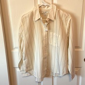 Madewell Relaxed Fit,  Pin Stripe Front Button Down Blouse. NWT, Women’s Size M